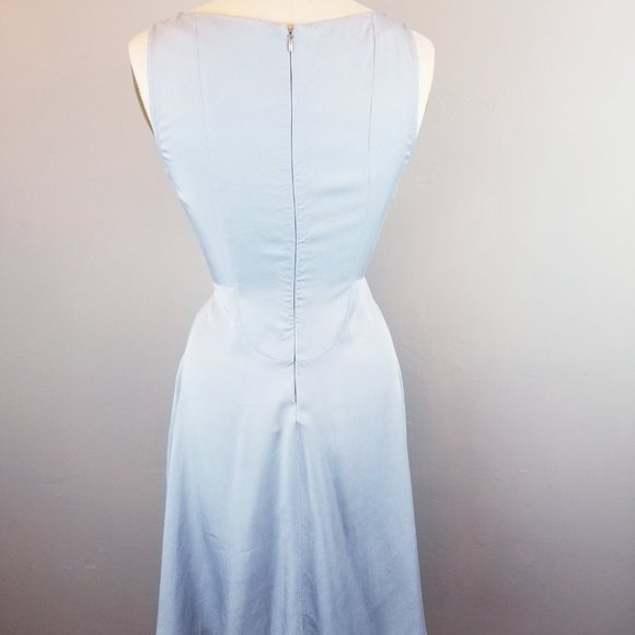 Zara Denim Couture Sky Blue Sleeveless Wrap Fit & Flare Dress Women's Size Small - Picture 5 of 9